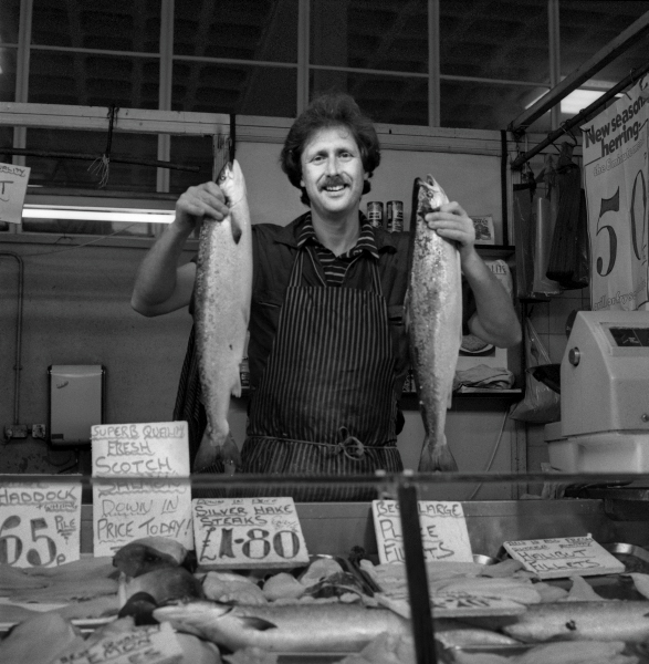 Market Trader selling Fish in Blackburn 3 Day Market