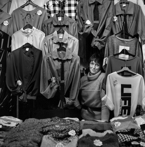 Market Trader selling clothes in Blackburn 3 Day Market