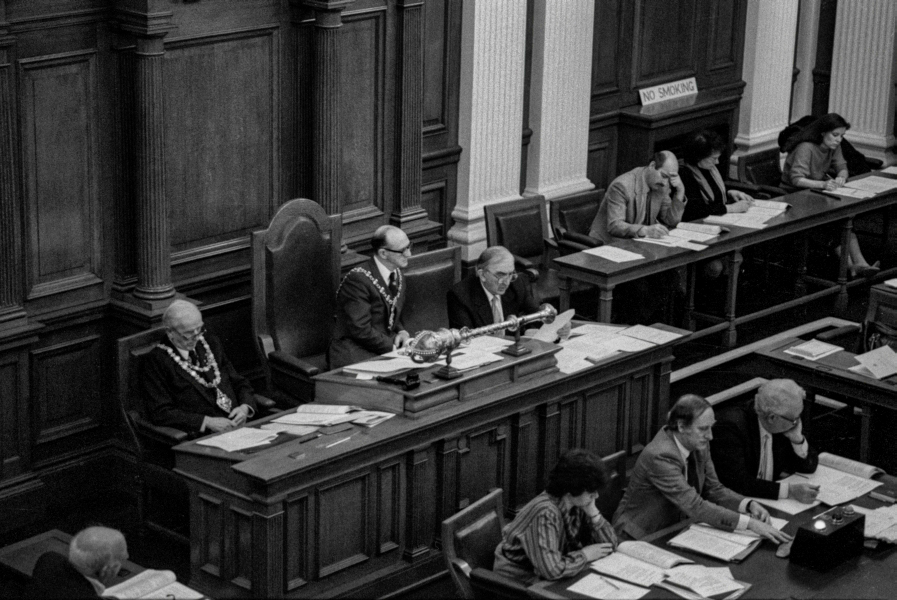 Blackburn Council Chambers. Mayor. Meeting in Progress