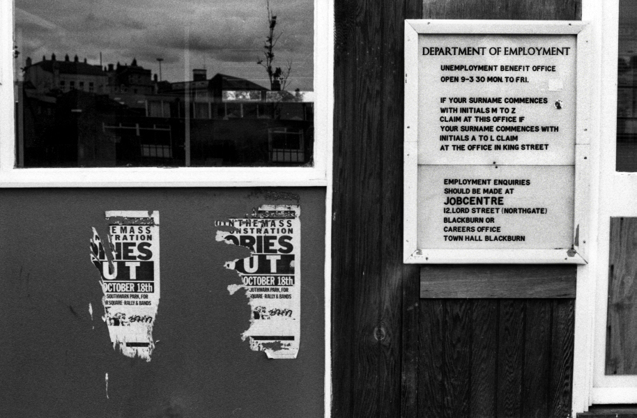 Prefab Job Centre, Tories Out Posters, Lord Street, Blackburn