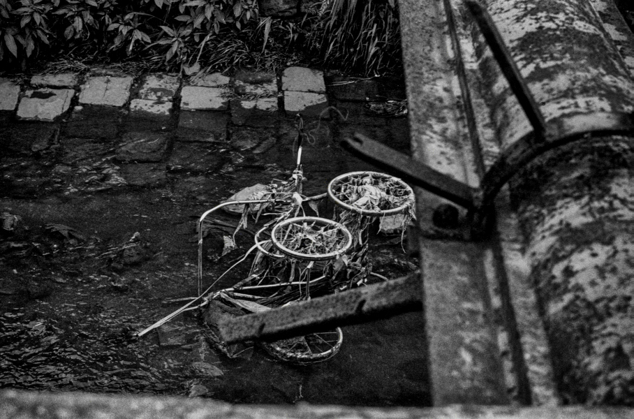 Discarded Pram in River Blakewater - Blackburn - A Town and its People by Christopher John Ball