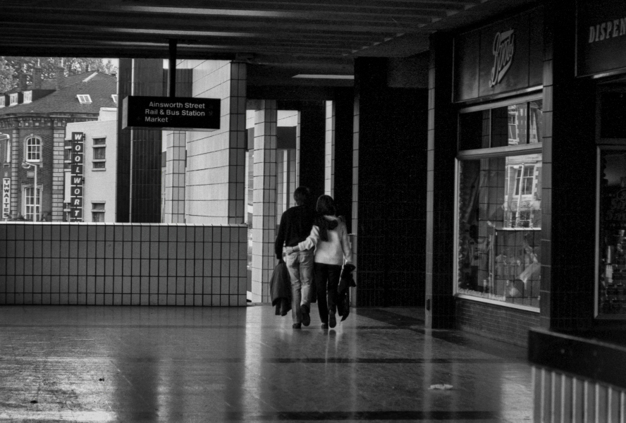 Young Couple in old shopping centre - Blackburn a Town and Its People