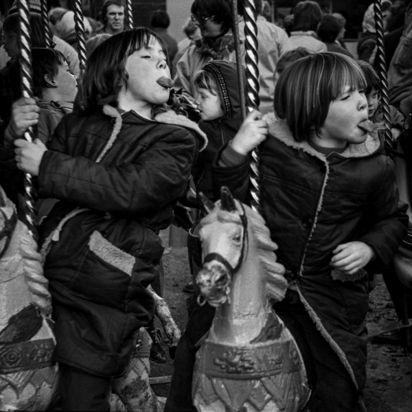 Cheeky Children on Ride at Blackburn Easter Fair - Blackburn a Town and its People Photographic Study