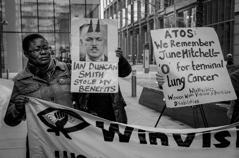 Demonstration by disabled people and carers outside ATOS offices, London 19th February 2014