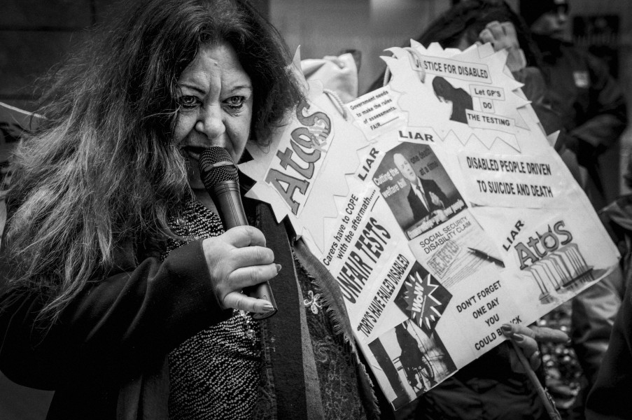 Demonstration by disabled people and carers outside ATOS offices, London 19th February 2014