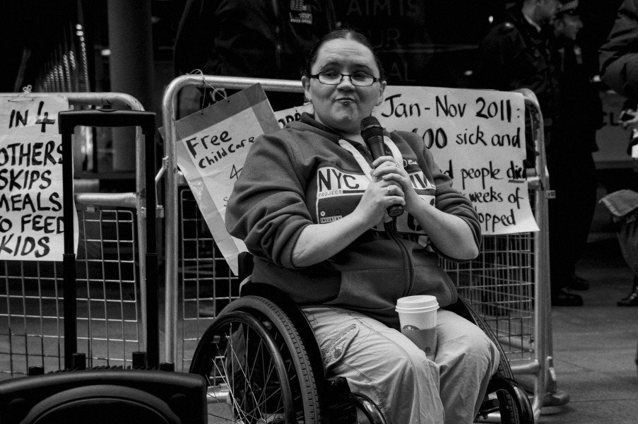 Demonstration by disabled people and carers outside ATOS offices, London 19th February 2014