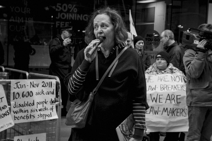 Demonstration by disabled people and carers outside ATOS offices, London 19th February 2014