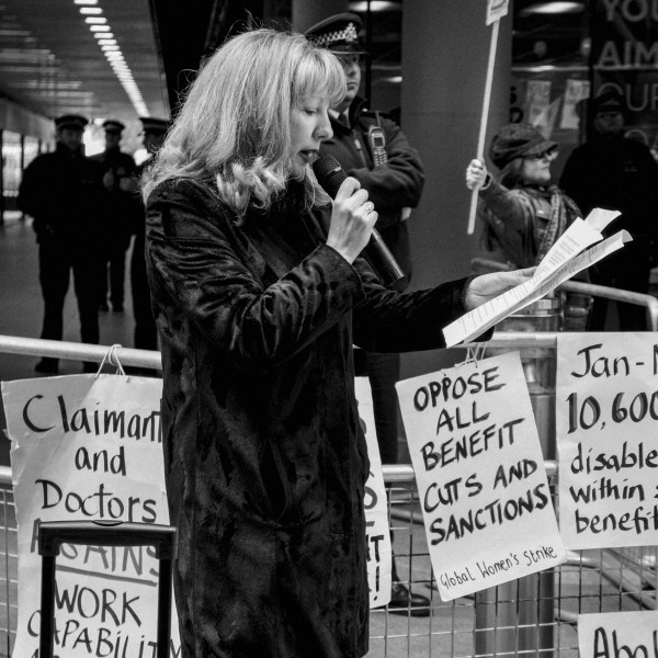 Demonstration by disabled people and carers outside ATOS offices, London 19th February 2014