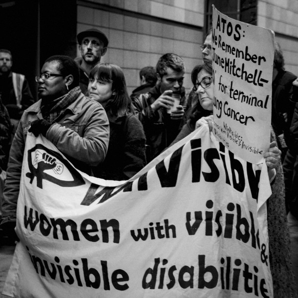 Demonstration by disabled people and carers outside ATOS offices, London 19th February 2014