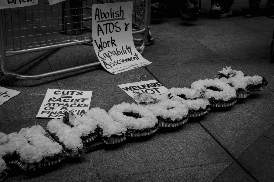 Demonstration by disabled people and carers outside ATOS offices, London 19th February 2014