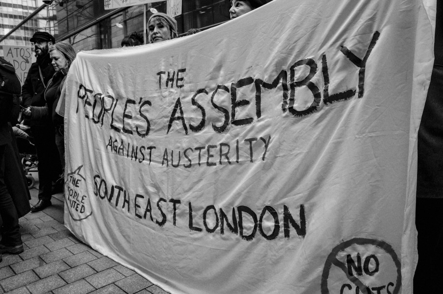 Demonstration by disabled people and carers outside ATOS offices, London 19th February 2014