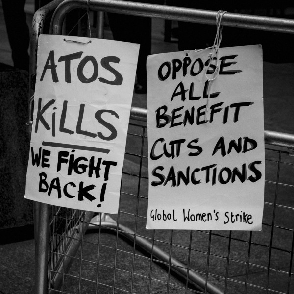 Demonstration by disabled people and carers outside ATOS offices, London 19th February 2014