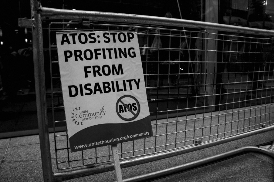 Demonstration by disabled people and carers outside ATOS offices, London 19th February 2014