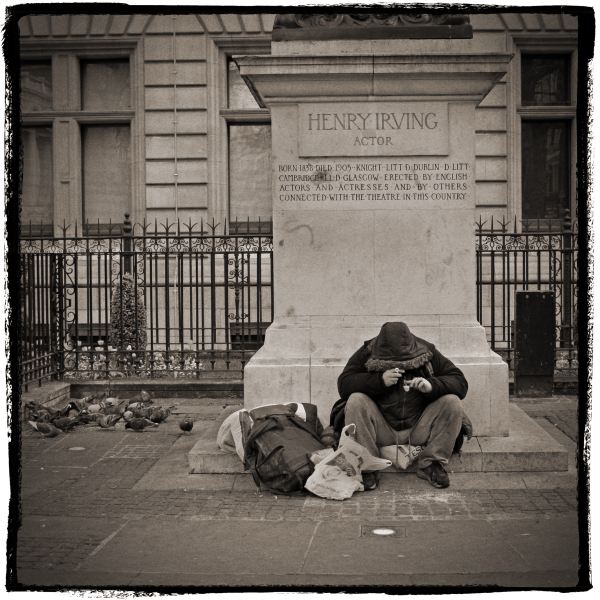Homeless Person by Irving Statue from Discarded a Photographic Essay by Christopher John Ball Photographer and Writer 