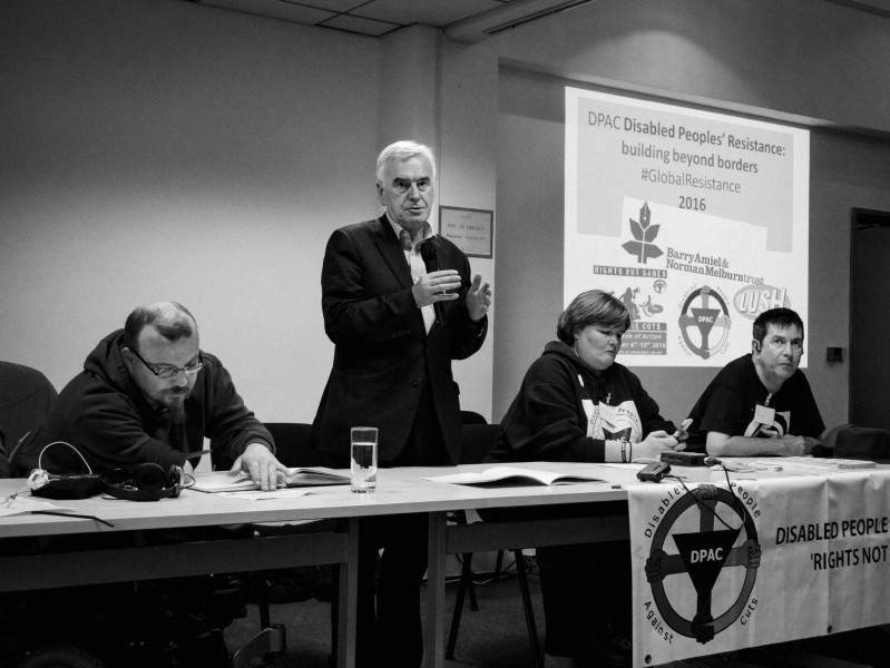 John McDonnell MP, Shadow Chancellor - DPAC Conference on ‘Disabled Peoples’ Resistance: Building Beyond Borders’ - 10th Sept 2016, London - Photographs by Christopher John Ball