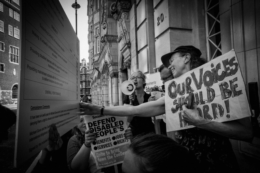 DPAC demonstration outside Department for Education, London. 4th September 2013