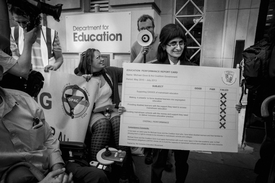 DPAC demonstration outside Department for Education, London. 4th September 2013