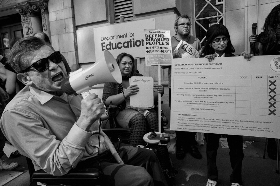 DPAC demonstration outside Department for Education, London. 4th September 2013