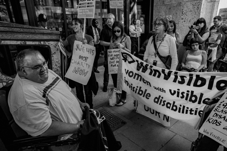 DPAC demonstration outside Department for Work and Pensions, London. 4th September 2013 Photographs by Christopher John Ball