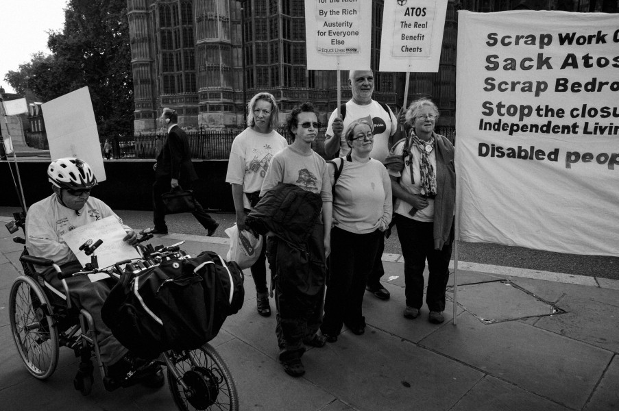 DPAC demonstration outside Department for Work and Pensions, London. 4th September 2013 Photographs by Christopher John Ball