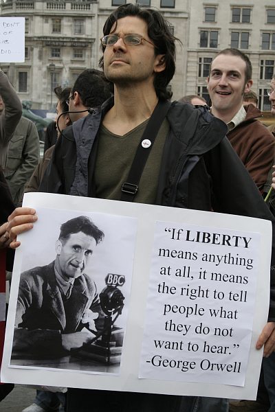 March for Free Expression, Trafalgar Square 25th March 2006 in response to Danish Cartoons - London - A City and its People A photographic study by Christopher John Ball - Photographer and Writer