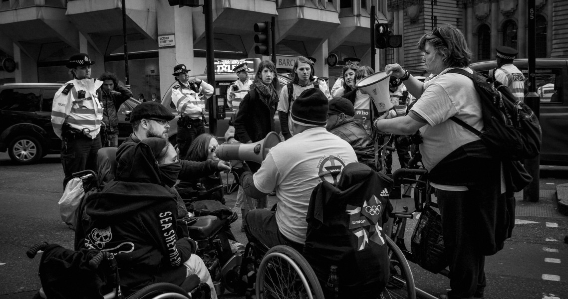 DPAC 'Trash The Tories' Demonstration 2017 General Election, London. 2nd May 2017 - Part One - Road Block.