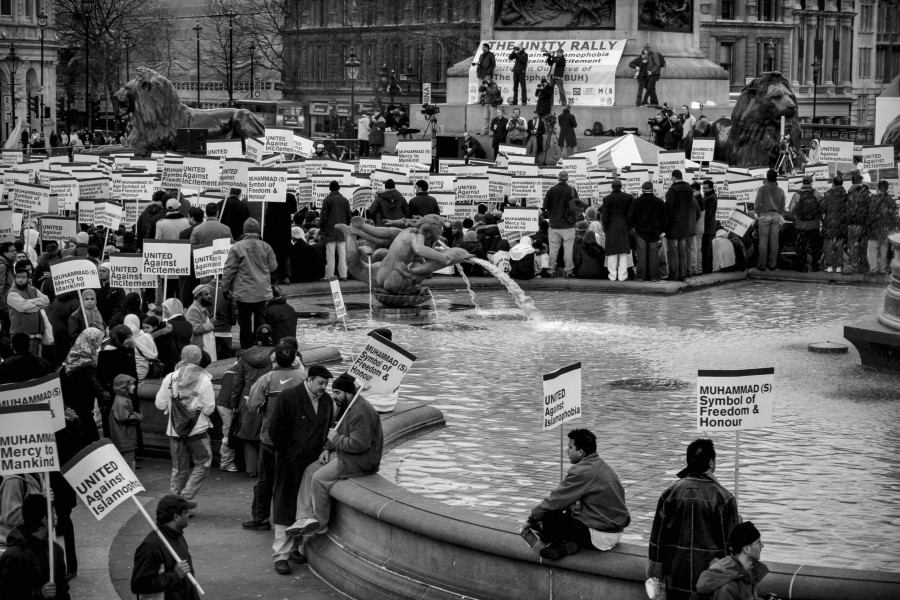 Demonstration against Danish Cartoons held by Muslims at Trafalgar Square 11th February 2006 - London - A City and its People A photographic study by Christopher John Ball - Photographer and Writer