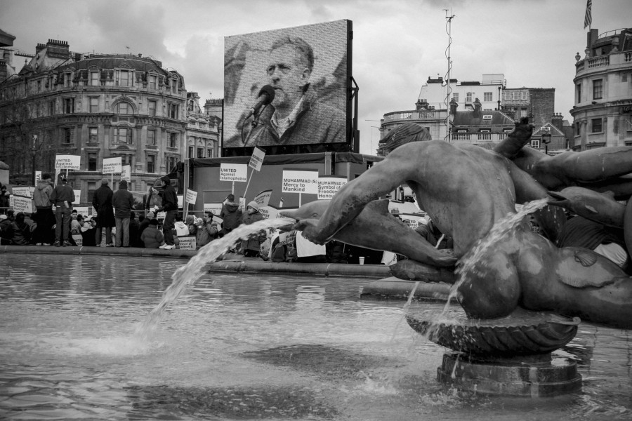 Demonstration against Danish Cartoons held by Muslims at Trafalgar Square 11th February 2006 - London - A City and its People A photographic study by Christopher John Ball - Photographer and Writer