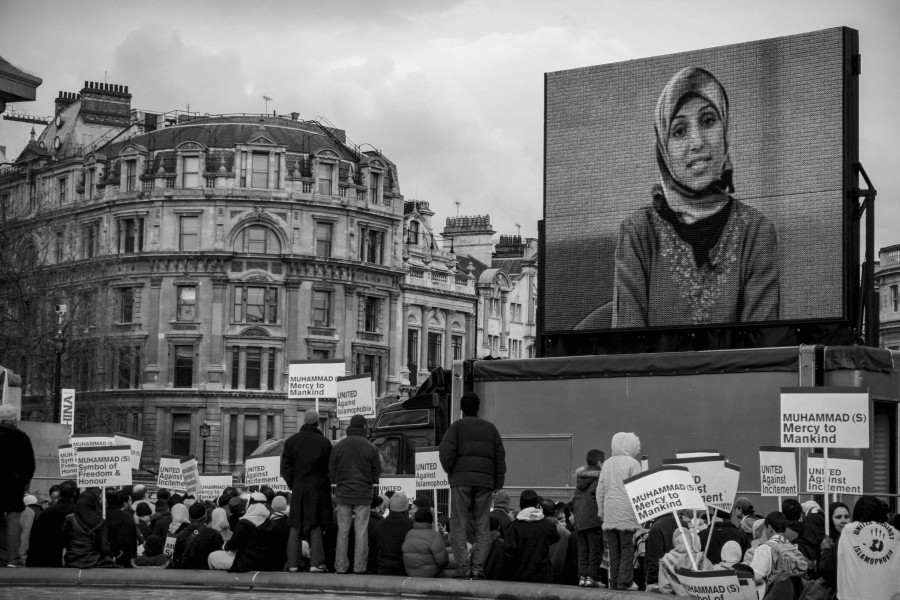 Demonstration against Danish Cartoons held by Muslims at Trafalgar Square 11th February 2006 - London - A City and its People A photographic study by Christopher John Ball - Photographer and Writer