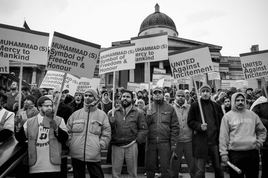 Demonstration against Danish Cartoons held by Muslims at Trafalgar Square 11th February 2006 - London - A City and its People A photographic study by Christopher John Ball - Photographer and Writer