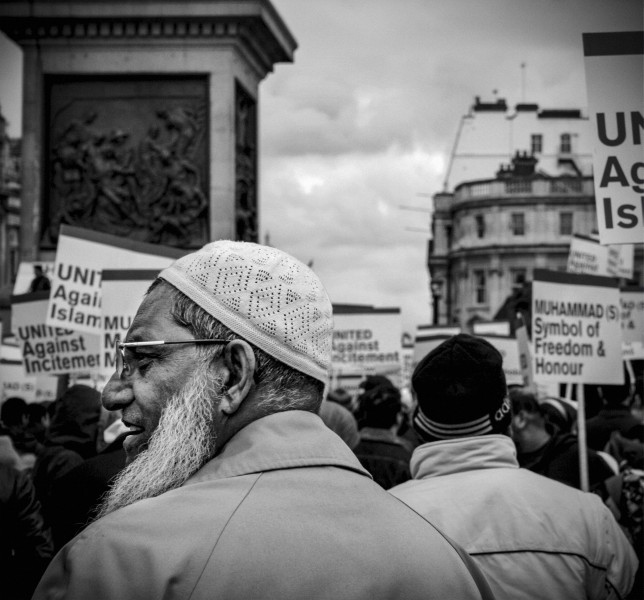 Demonstration against Danish Cartoons held by Muslims at Trafalgar Square 11th February 2006 - London - A City and its People A photographic study by Christopher John Ball - Photographer and Writer