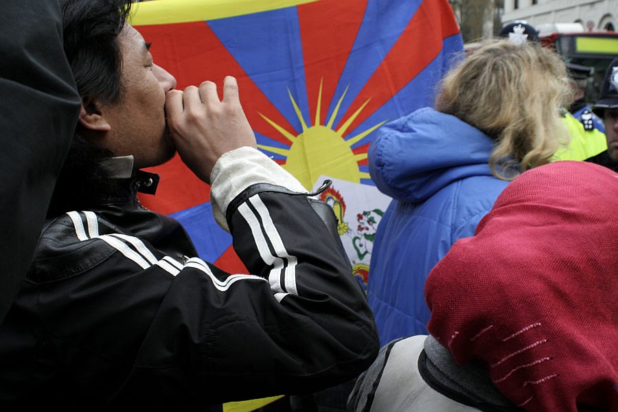 'London - A City and its People' - Olympic Torch Procession with Free Tibet Protest near Russell Square 6th April 2008 - A photographic study by Christopher John Ball - Photographer and Writer