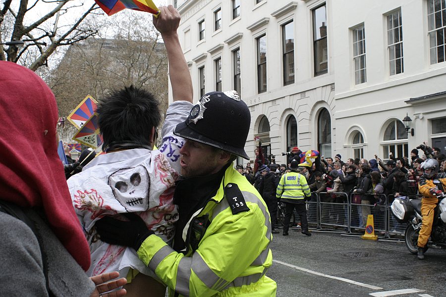 'London - A City and its People' - Olympic Torch Procession with Free Tibet Protest near Russell Square 6th April 2008 - A photographic study by Christopher John Ball - Photographer and Writer