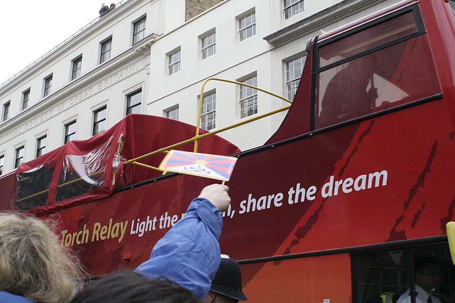 'London - A City and its People' - Olympic Torch Procession with Free Tibet Protest near Russell Square 6th April 2008 - A photographic study by Christopher John Ball - Photographer and Writer