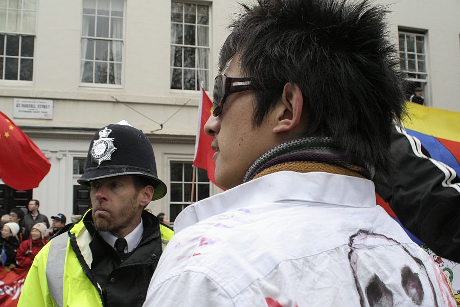 'London - A City and its People' - Olympic Torch Procession with Free Tibet Protest near Russell Square 6th April 2008 - A photographic study by Christopher John Ball - Photographer and Writer