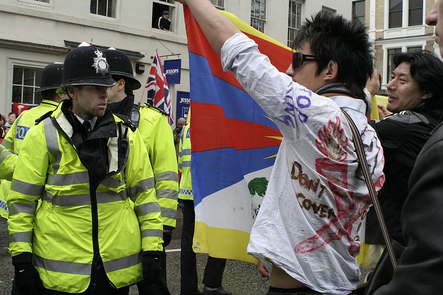 'London - A City and its People' - Olympic Torch Procession with Free Tibet Protest near Russell Square 6th April 2008 - A photographic study by Christopher John Ball - Photographer and Writer