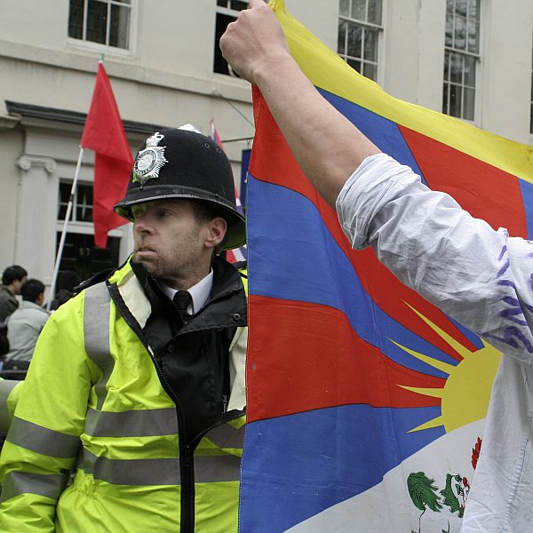 'London - A City and its People' - Olympic Torch Procession with Free Tibet Protest near Russell Square 6th April 2008 - A photographic study by Christopher John Ball - Photographer and Writer