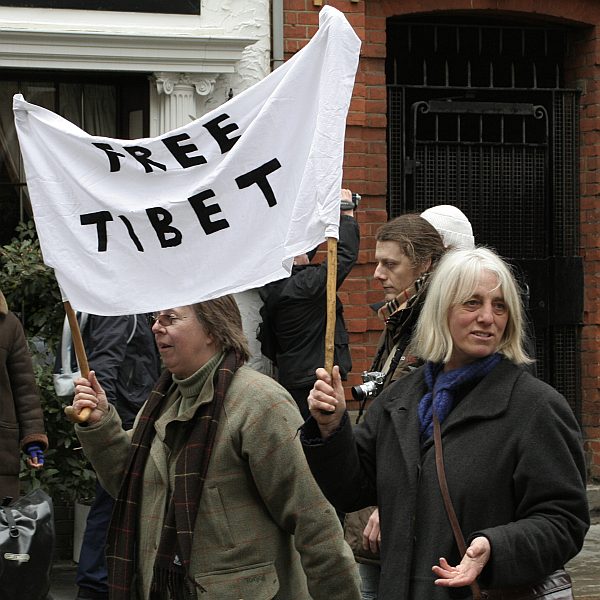 'London - A City and its People' - Olympic Torch Procession with Free Tibet Protest near Russell Square 6th April 2008 - A photographic study by Christopher John Ball - Photographer and Writer