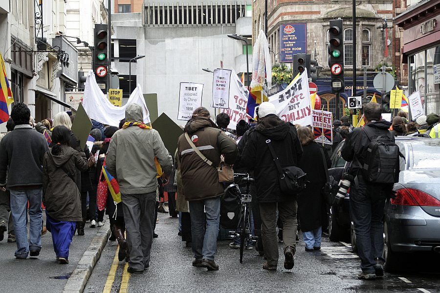 'London - A City and its People' - Olympic Torch Procession with Free Tibet Protest near Russell Square 6th April 2008 - A photographic study by Christopher John Ball - Photographer and Writer