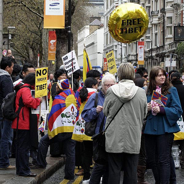 'London - A City and its People' - Olympic Torch Procession with Free Tibet Protest near Russell Square 6th April 2008 - A photographic study by Christopher John Ball - Photographer and Writer